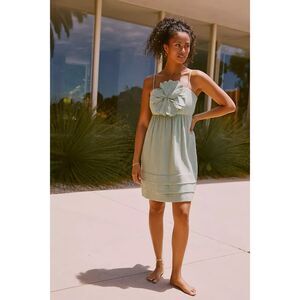 Anthropologie Sarah Hann 3D Dress Floral Appliqué Mini Dress Size M New